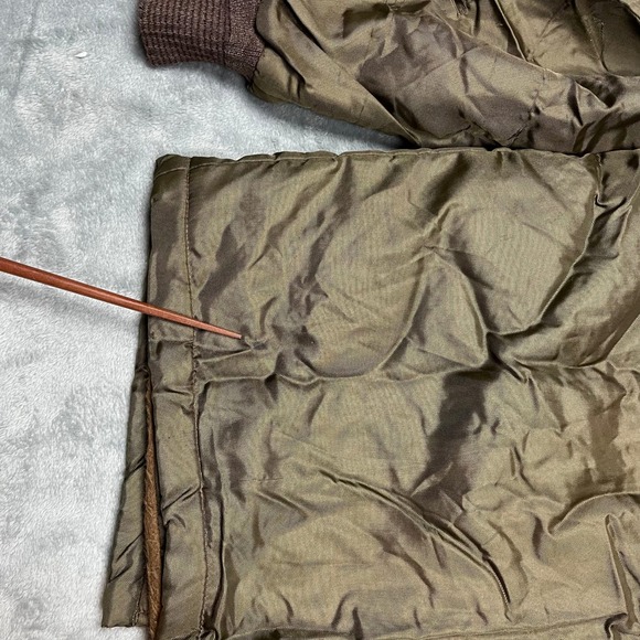 Vintage 70s 80s Olive Green Lined Bomber Jacket Hidden Hood Sportswear Men's Lrg - Picture 16 of 16